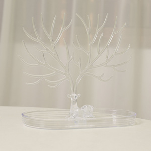Soporte de exhibición de collar creativo de cervatillo transparente, soporte de joyería de plástico desmontable plegable, ganchos novedosos para sala de estar y baño - Product Image 4