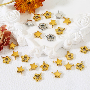 Dijes de estrella y flor de acero inoxidable para la fabricación de joyería DIY, accesorios de colgante unisex, venta al por mayor, origen Yiwu - Product Image 1