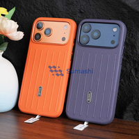 Étui de téléphone portable en cuir personnalisé, antichoc, à rayures décoratives, avec texte, pour iPhone 17 Pro Max 16 15 14