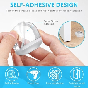 Transparent <b>Rubber</b> Door <b>Stopper</b> Eco-Friendly Anti-Noise Floor Buffers No Drill Wall Furniture Door Handle Protection Home - Product Image 5