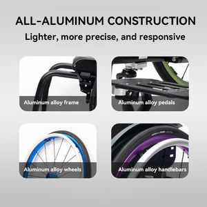 CE認証取得済み パープル ハードバックレスト フレキシブル ポータブル アルミ合金製 大人用 手動折りたたみ式車椅子 医療リハビリテーション クラスII WI5805 - Product Image 4