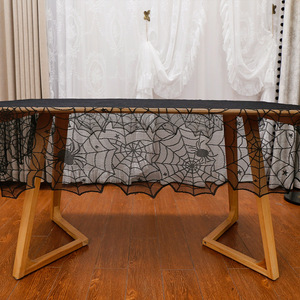 Halloween Spider Web <b>Tablecloth</b> <b>Rectangle</b> Polyester Jacquard Lace Black 137x182cm Party Decor - Product Image 3