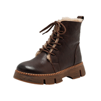 Bottes de neige pour filles, semelle épaisse, cuir véritable, respirantes, fermeture éclair latérale, lacets