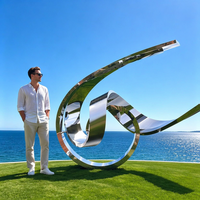 Sculpture en acier inoxydable sur mesure, grande, polie, 304, irrégulière, abstraite, art métallique moderne pour la décoration de jardin extérieur