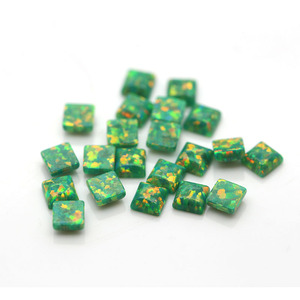 Square Cut OP21 Green Opal Stone Synthetic Gemstone - Product Image 6