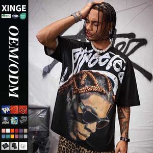 T-shirt Homme Oversize Personnalisé avec Logo Imprimé DTG, Style Street Hip-Hop Vintage Délavé et Vieilli, 100% Coton, Coupe Boxy Courte, Col Rond - Product Image 1