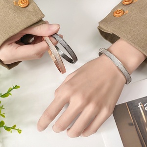 Fashion Jewelry Eco-friendly <b>Copper</b> Rose Gold Plated Minimalist Design Micro Pave Zircon Anti Tarnish <b>Bangles</b> for Women - Product Image 6