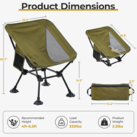 Chaise de camping pliable légère, chaise de loisirs portable en aluminium pour la randonnée, la pêche et les activités de plein air
