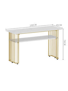 Juego de mesa y sillas de estilo lujoso en mármol - Mesa de maquillaje moderna y sencilla para dos personas - Silla con respaldo - Product Image 2