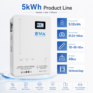 5.12kWh Duvara Monte Edilen LiFePO4 Güneş Enerjisi Bataryası 51.2V 100Ah Konut Enerji Depolaması ve Yedek Güç için - Product Image 5