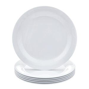Assiettes plates en porcelaine blanche polie, style bohème moderne, écologiques, en gros, à prix réduit, avec logo personnalisé, cadeau d'entreprise - Product Image 1