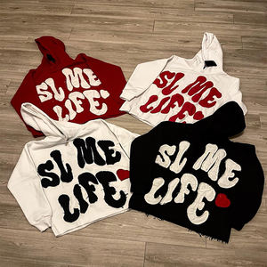 Sudaderas con Capucha al por Mayor, Personalizadas, Bordadas, 100% Algodón, Estilo Urbano, Holgadas, con Corte Deshilachado y Dobladillo sin Rematar, para Otoño - Product Image 2