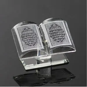 Livro de cristal k9 artesanato, presente de casamento holy quran islâmico de cristal islâmico árabe, presentes de casamento Mh-j1012