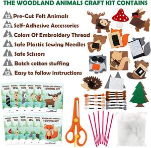 Accesorios de fieltro para niños actividad owl <span class=keywords><strong>fox</strong></span> woodland creatures project kits de bricolaje para niños, artes manualidades juguete de costura - Product Image 2