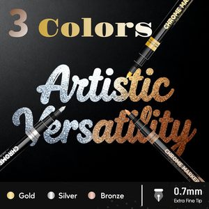 Metallic Chrome Paint <b>Pen</b> Premium Chrome Finish Permanent Mirror Chrome Marker <b>Pens</b> With Anti Fade Ink - Product Image 5