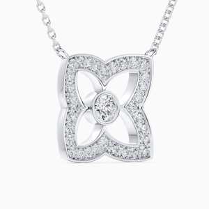 Collar con Colgante de Oro de 14K/18K/22K, 0.30 CT, Piedras Laterales de Diamante con Corte Brillante, Personalizable, Cultivado en Laboratorio, Claridad VVS-SI, Color G, Lujo - Product Image 4