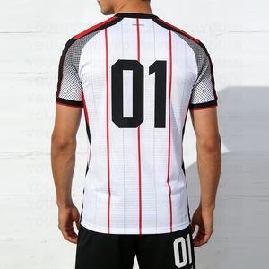 Футболка YOUMI с круглым вырезом, быстросохнущая, в полоску, дышащая, экологичная, с сублимационной печатью, легкая, летняя, для футбола, с возможностью индивидуального заказа OEM - Product Image 2