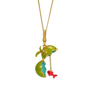 Pendentif boule de noix de <span class=keywords><strong>coco</strong></span> verte en émail 3D, collier poisson rouge ouvrable - Product Image 5