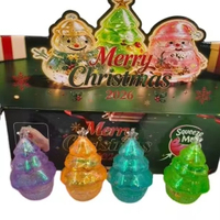 Ensemble de jouets sensoriels anti-stress scintillants et transparents en forme de sapin de Noël, bonhomme de neige et cloche, remplis de maltose, à remontée lente