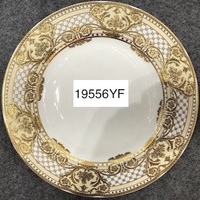 Service de table en porcelaine fine transparente de luxe, nouvelle collection, avec motifs en relief dorés, écologique, pour mariages