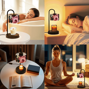 Electric Candle Warmer Lamp With Rose Linen Shade Adjustable Brightness For Scented <b>Wax</b> Candles Home Decor - Product Image 5