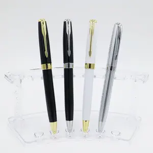 Stylo à bille argent noir Logo personnalisé lourd de luxe publicité cadeau de qualité supérieure stylo en métal