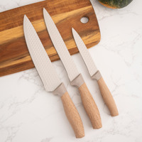 Ensemble de couteaux de cuisine de style japonais pour chef professionnel, six pièces, lames en acier inoxydable, avec bloc à couteaux universel