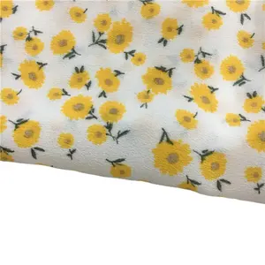 Haute qualité blanc jet d'air oiseau numérique imprimé floral tissé crêpe tissu 100% viscose rayonne