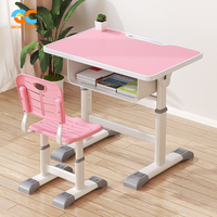 Prix de gros Bureau d'étude avec chaise et rangement pour livres Table et chaises d'apprentissage pour enfants Table et chaises complètes pour enfants Ensemble table et chaises pour enfants