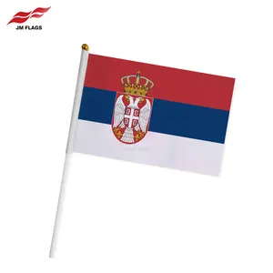 Bandeira de mão da República da Sérvia por atacado 14*21 cm Bandeira Nacional de mão da República da Sérvia personalizada
