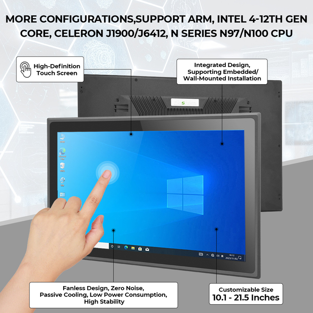 Industrial Hmi Linux Windows  IP65 Waterproof 10.4 12.1 15 17 19 Inch Touch Panel Touchscreen Embedded Rugged All in One Pc