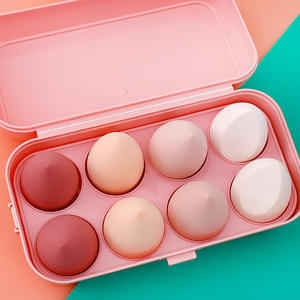 HMU 4 uds/8 Uds huevos de belleza de alta calidad sin látex logotipo personalizado suave cosmético Puff belleza maquillaje esponja licuadora conjunto - Product Image 6