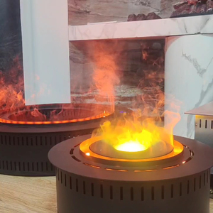 Cheminée moderne ronde à vapeur d'eau, autoportante, flamme artificielle à vapeur, sans chauffage, foyer décoratif pour villa, jardin et terrasse d'hôtel - Product Image 4