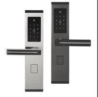 Serrure de porte intelligente en acier inoxydable poli avec application TTlock, étanche, sans clé, avec clavier à code et déverrouillage par carte pour usage hôtelier