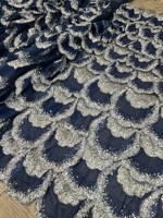 Tissu en dentelle 3D à sequins, broderie florale brillante sur tulle doux, idéal pour robe de mariée, robe de soirée, couture fine qui maintient les sequins en place