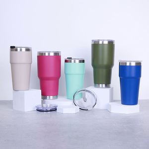 30oz Insulated Tumbler Stainless Steel Double Vacuum Coffee Tumbler Cup Durable Powder Coated Coffee Cup <b>With</b> Lids and <b>Straws</b> - Product Image 1