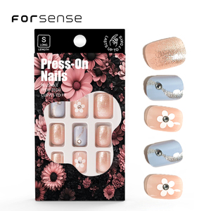 <span class=keywords><strong>Faux</strong></span> ongles à presser diamant 3d de luxe faits à la main pour les filles <span class=keywords><strong>faux</strong></span> ongles de haute qualité avec des fleurs mignonnes personnalisées - Product Image 1