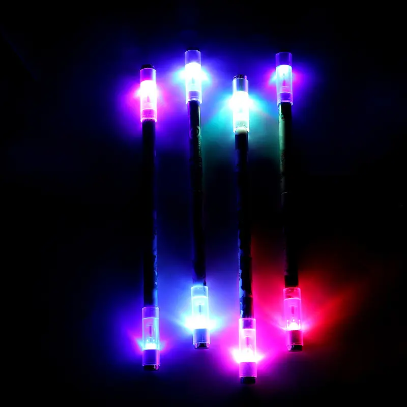 Materiale scolastico penna a Spinner a LED magnetica Cool affascinante Papeleria penna a stampa completa Stylo gemelli lati illuminano la penna a Spinning