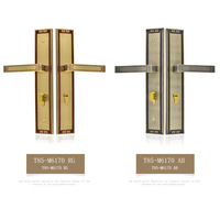 Ensemble de serrures de porte principale en laiton massif de luxe, nouveau style chinois, motif traditionnel, poignée d'entrée, serrure à mortaise de sécurité pour villa