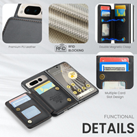 Casing HP CaseMe Wallet Anti-Shock Kulit PU Kantong Kartu Penutup Lipat Magnetik Desain Logo Metal Embossed Google Pixel