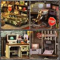 Camo Book Nook, Juguetes de Madera para Hacer Manualidades, Rompecabezas 3D, Kit de Casa en Miniatura con Luz LED, Decoración para Libreros