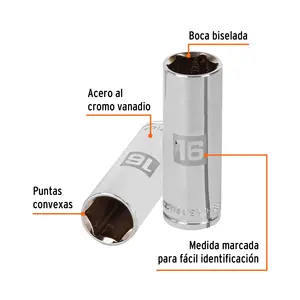 บ็อกซ์ 6 ซ็อกเก็ตยาว 16 มม., 6 จุด, ขับเคลื่อน 3/8 นิ้ว, TRUPER - Product Image 2