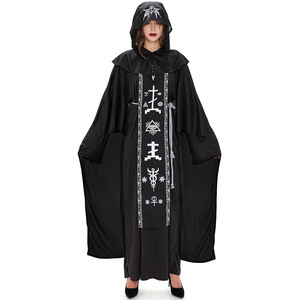 Disfraces <span class=keywords><strong>de</strong></span> bruja mago Grim Reaper hechicera Halloween mujeres hombres sacerdote vestido con capucha túnica capa manto Carnaval - Product Image 3