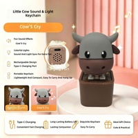 Porte-clés anti-stress en plastique en forme de vache super mignon, avec sons de veau, lumières et boutons sonores, rechargeable, idéal pour la décompression et la relaxation