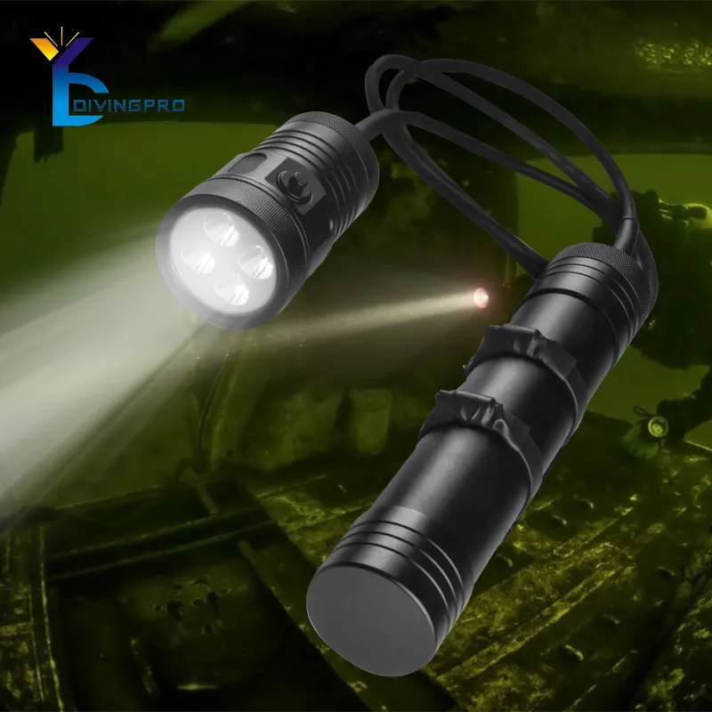 Led Waterproof diving torch rechargeable flashlight powerful