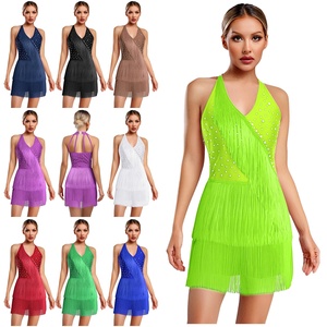 Combinaison de <span class=keywords><strong>danse</strong></span> pour femmes <span class=keywords><strong>Justaucorps</strong></span> à franges pour Latin Tango Salsa Jazz Costume Stage Competitions Lyrical Modern Dance Costume - Product Image 1
