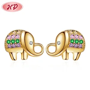 Fornecedor de Jóias Personalizadas Elegante Animal Colorido Cubic Zirconia 18K Gold Plating Mulheres Stud Earrings Jóias Para Frete Grátis