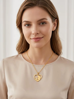 Collier personnalisé avec pendentif cœur fille et chat, cadeau en acier inoxydable plaqué or, bijoux de mode, chaîne avec pendentif cœur
