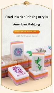 Ensemble de Mahjong de Luxe en Acrylique à 4 Couches, 160 Pièces, Gravure Profonde, Résistant à l'Eau, Portable, Format Voyage, Lueur Nacrée Intérieure, Officiel - Product Image 6