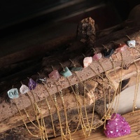 Kalung Batu Permata Howlite Turmalin Fluorit Alami Yammy Stone, Manik-Manik Chunky, Liontin Rantai Emas, Perhiasan Wanita